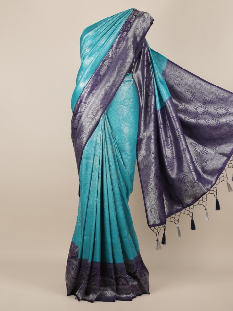 Pothys Blue Woven Design Jute Silk Saree