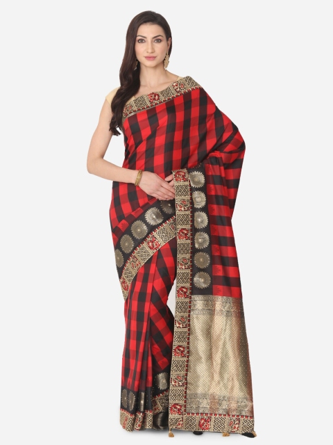 BOMBAY SELECTIONS Black Silk Blend Woven Design Banarasi Saree