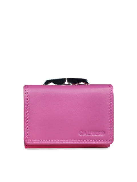 CALFNERO Pink Solid Purse Leather Clutch