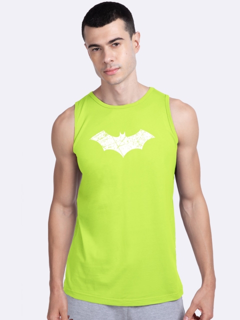 Bewakoof Men Green & White Batman Logo Printed Innerwear Vest