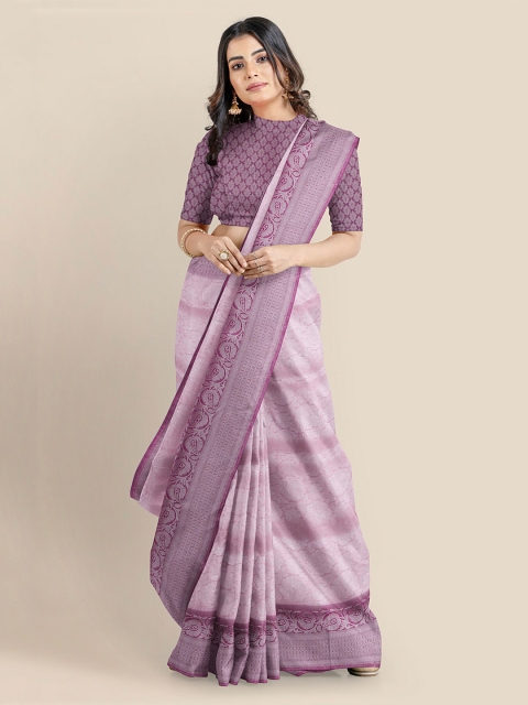 KLM Fashion Mall Pink Silk Blend Woven Design Banarasi Saree