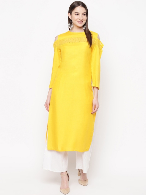 Napra Women Yellow Floral Embroidered Cold-shoulder Sleeves Thread Work Boat Neck Kurta
Napra Women Yellow Floral Embroidered Cold-shoulder Sleeves Thread Work Boat Neck Kurta