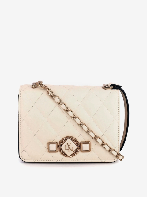 LYN Cream-Coloured Textured Sling Bag