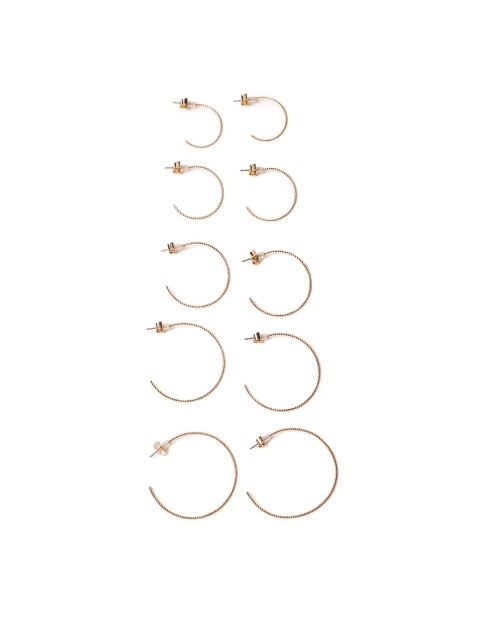 FOREVER 21 Set of 5 Gold-Toned Crescent Shaped Half Hoop Earrings