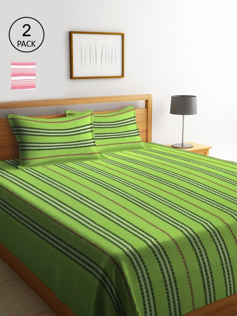 KLOTTHE Green & Pink Set Of 2 Woven Design Double King Bed Covers With 4 Pillow Covers
KLOTTHE Green & Pink Set Of 2 Woven Design Double King Bed Covers With 4 Pillow Covers