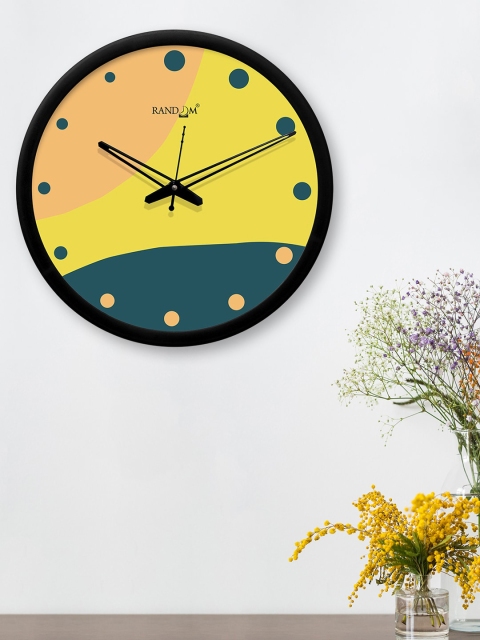 RANDOM Green & Yellow Round Printed 30.4 cm Analogue Wall Clock