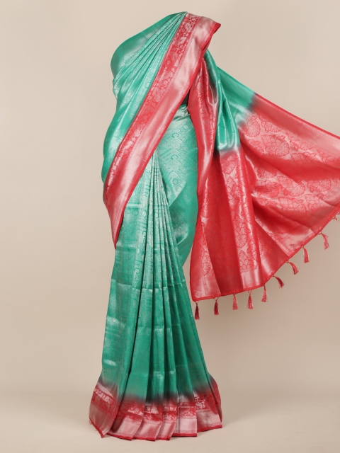 Pothys Green & Red Jute Silk Woven Design Saree