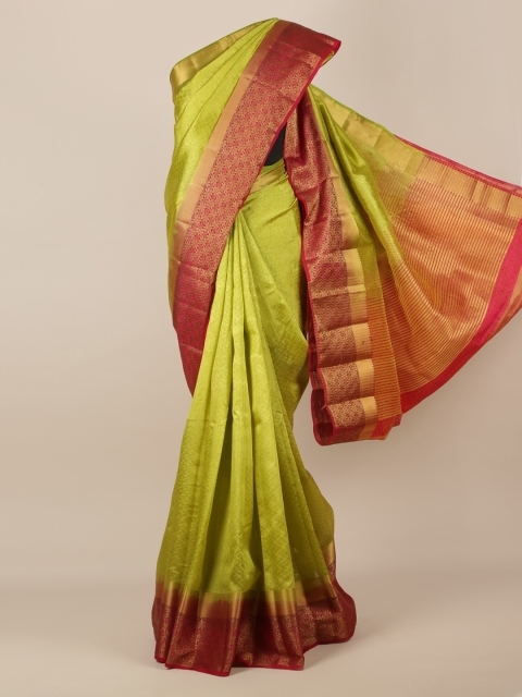 Pothys Green & Red Jute Silk Woven Design Saree