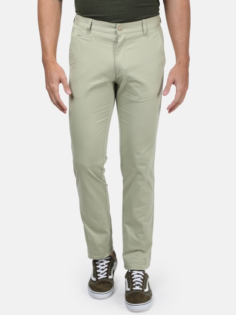 Monte Carlo Men Green Regular Fit Solid Chinos