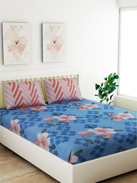 Salona Bichona Blue & Pink Floral 144 TC Polyester 1 Queen Bedsheet with 2 Pillow Covers
Salona Bichona Blue & Pink Floral 144 TC Polyester 1 Queen Bedsheet with 2 Pillow Covers