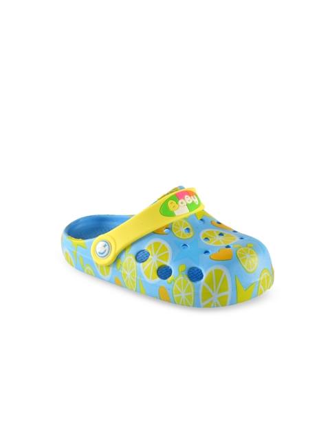 Yellow Bee Boys Blue & Yellow Lemon & Heart Printed Clogs