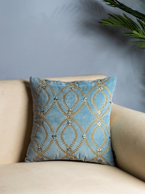 Pure Home and Living Blue & Gold-Toned Set of Single Embroidered Square Cushion Covers
Pure Home and Living Blue & Gold-Toned Set of Single Embroidered Square Cushion Covers