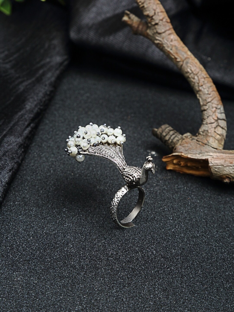 Moedbuille Pearls Studded Peacock Design Oxidised Silver Plated Handcrafted Finger Ring
Moedbuille Pearls Studded Peacock Design Oxidised Silver Plated Handcrafted Finger Ring
