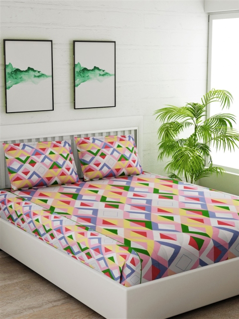 Salona Bichona White & Pink Geometric 180 TC Cotton 1 King Bedsheet with 2 Pillow Covers
Salona Bichona White & Pink Geometric 180 TC Cotton 1 King Bedsheet with 2 Pillow Covers