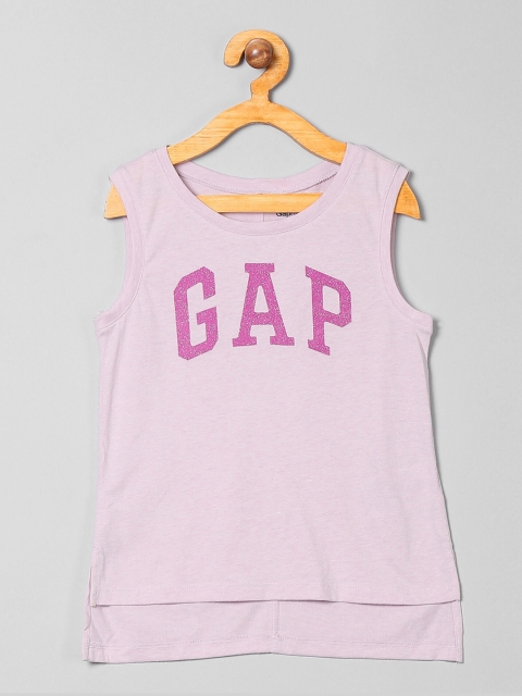 Gap Girls Pink Glitter Logo Printed Tank Top