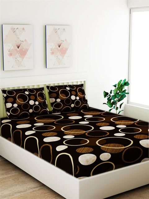 Salona Bichona Brown & Cream-Coloured Geometric 120 TC Cotton 1 Queen Bedsheet with 2 Pillow Covers
Salona Bichona Brown & Cream-Coloured Geometric 120 TC Cotton 1 Queen Bedsheet with 2 Pillow Covers
