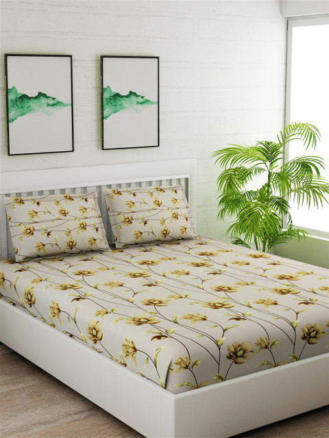 Salona Bichona Cream-Coloured & Olive Green Floral 180 TC Cotton 1 King Bedsheet with 2 Pillow Covers
Salona Bichona Cream-Coloured & Olive Green Floral 180 TC Cotton 1 King Bedsheet with 2 Pillow Covers
