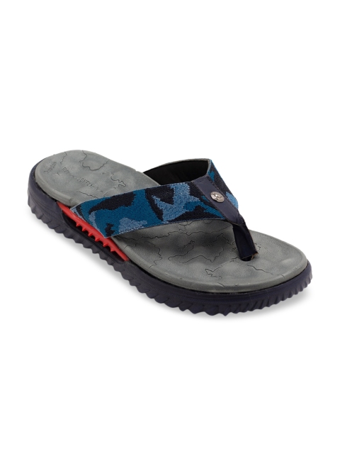 TRENDS & TRADES Men Blue & Black Printed Thong Flip-Flops