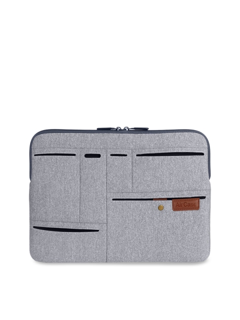 AirCase Unisex Grey & Navy Blue Textured Laptop Sleeve