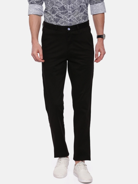 CROYDON Men Black Solid Tapered Fit Chinos