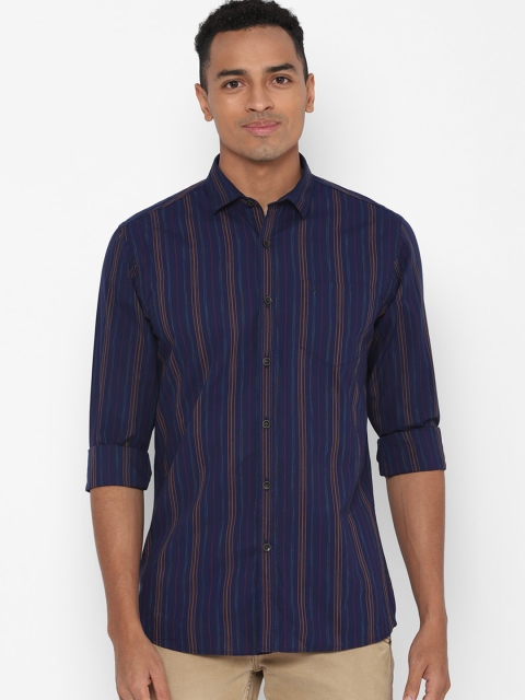 Allen Solly Sport Men Navy Blue Regular Fit Striped Casual Shirt