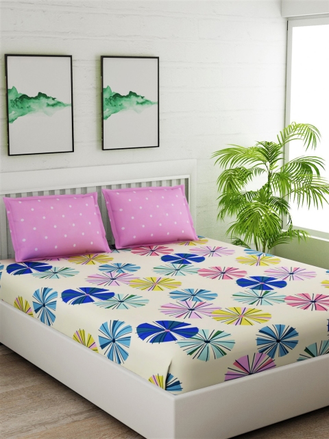 Salona Bichona Cream-Coloured & Blue Geometric 144 TC Polyester 1 Queen Bedsheet with 2 Pillow Covers
Salona Bichona Cream-Coloured & Blue Geometric 144 TC Polyester 1 Queen Bedsheet with 2 Pillow Covers