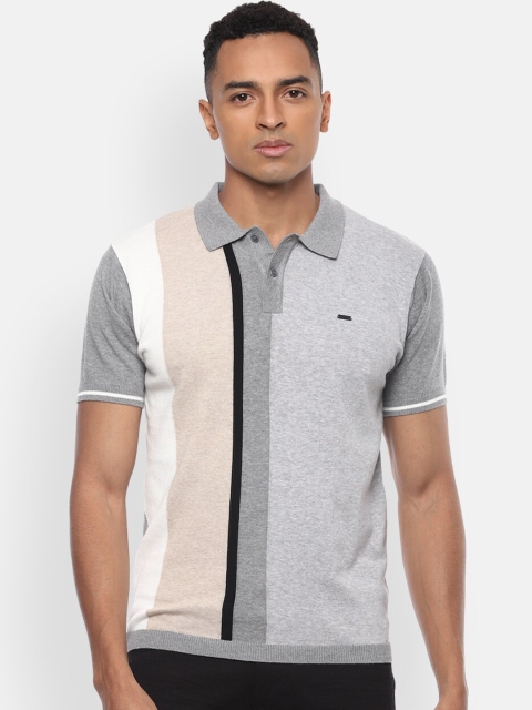 Van Heusen Sport Men Grey Solid Polo Collar T-shirt