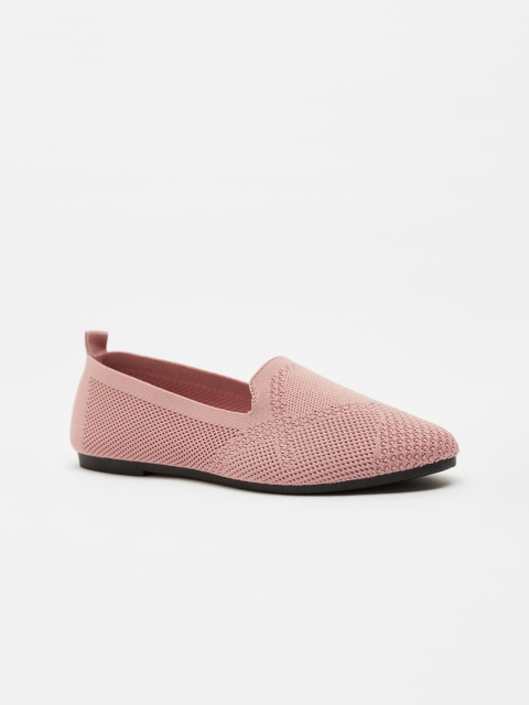 shoexpress Women Pink Woven Design PU Ballerinas