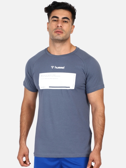 hummel Men Blue Printed Round Neck T-shirt