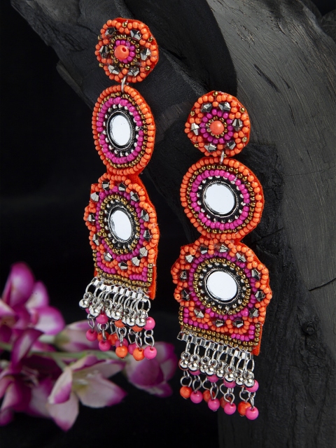 Moedbuille Mirror & Beads Studded Contemporary Design Oxidised Silver Plated Handcrafted Earrings, Pink
Moedbuille Mirror & Beads Studded Contemporary Design Oxidised Silver Plated Handcrafted Earrings, Pink