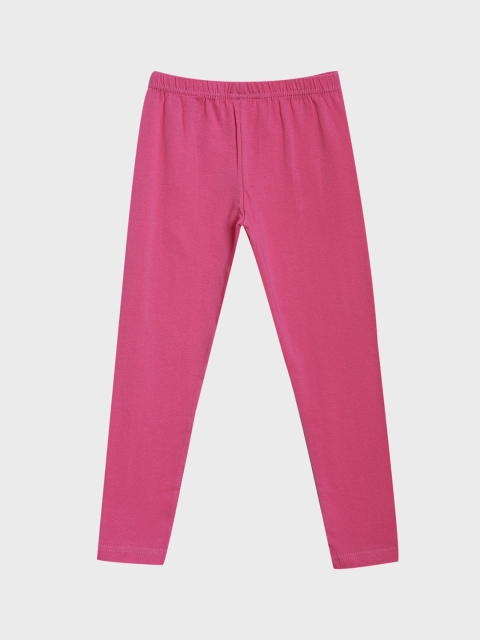 Aomi Girls Pink Solid Ankle-Length Leggings