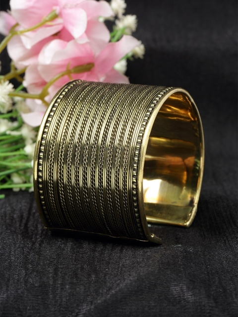 Moedbuille Afghan Look Antique Oxidised Gold Plated Antique Handcrafted Cuff Bracelet