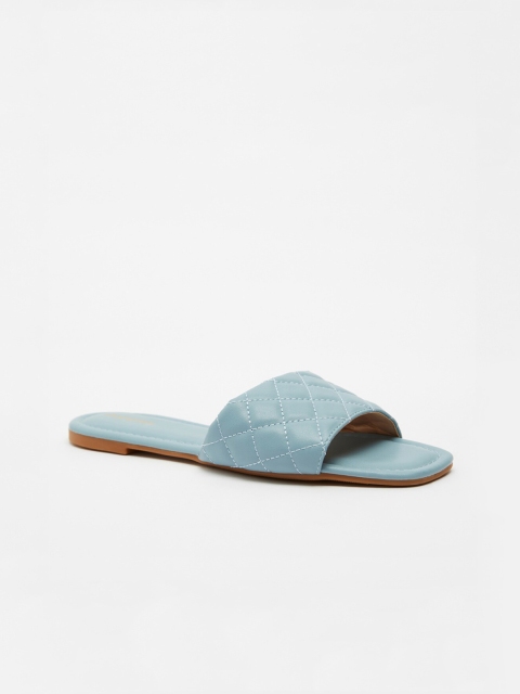 shoexpress Women Blue Solid PU Open Toe Flats