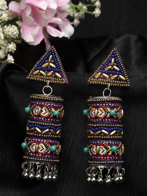 Moedbuille Blue & Gold Color Beads Studded Oxidised Silver Plated Handcrafted Tribal Jhumkas
Moedbuille Blue & Gold Color Beads Studded Oxidised Silver Plated Handcrafted Tribal Jhumkas
