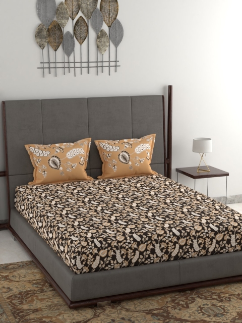 Trident Coffee Brown & Beige Floral 120 TC Cotton 1 Queen Bedsheet with 2 Pillow Covers
Trident Coffee Brown & Beige Floral 120 TC Cotton 1 Queen Bedsheet with 2 Pillow Covers