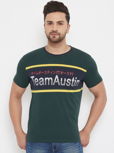 Austin wood Men Green Printed Round Neck T-shirt