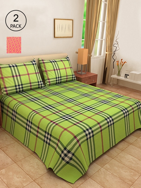 KLOTTHE Set of 2 Pink & Green Woven Design Double King Bed Covers With 4 Pillow Covers
KLOTTHE Set of 2 Pink & Green Woven Design Double King Bed Covers With 4 Pillow Covers
