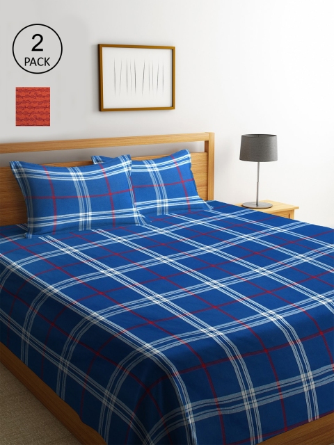 KLOTTHE Set of 2 Blue & Orange Woven Design Double King Bed Covers with 4 Pillow Covers
KLOTTHE Set of 2 Blue & Orange Woven Design Double King Bed Covers with 4 Pillow Covers