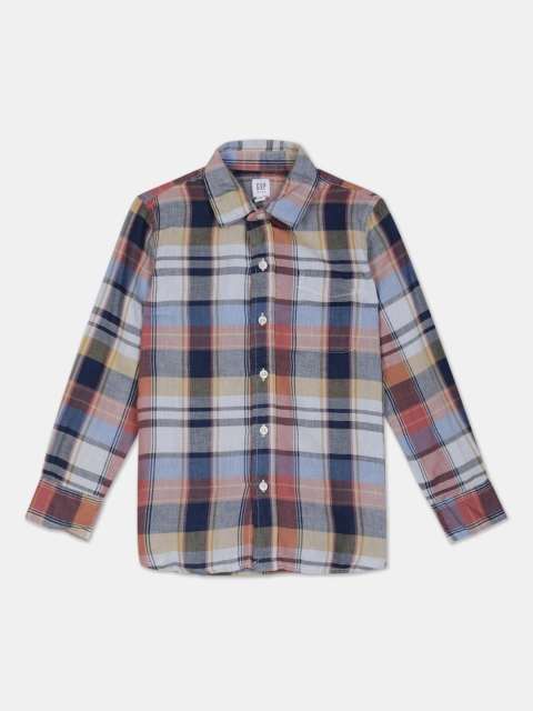 GAP Boys Multicoloured Regular Fit Checked Casual Shirt, Multi