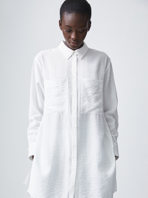 H&M Women White Solid Long shirt