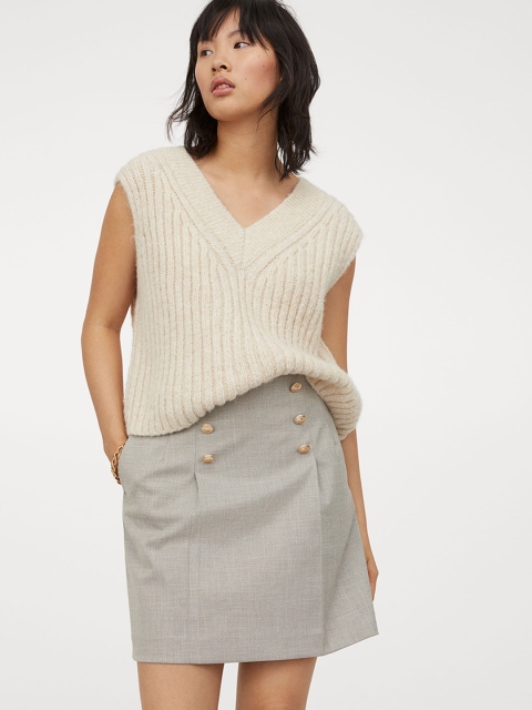 H&M Women Grey Solid Short Skirt