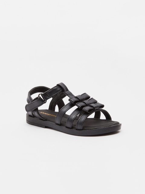 shoexpress Girls Black Solid PU Open Toe Flats