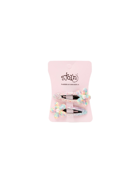 Stoln Girls Pink & Blue Set of 2 Embellished Tic Tac Hair Clip