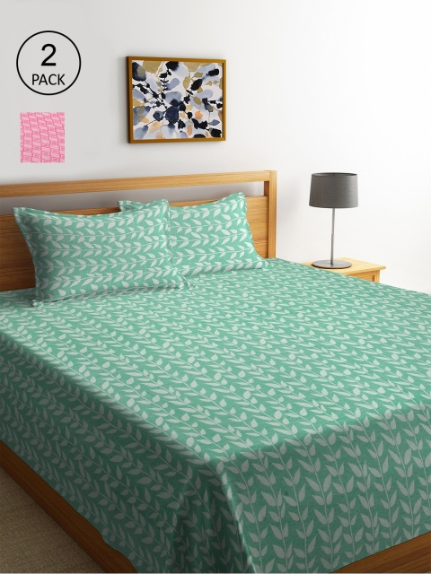 KLOTTHE Set Of 2 Green & Pink Woven Design Double King Bed Covers with 4 Pillow Covers
KLOTTHE Set Of 2 Green & Pink Woven Design Double King Bed Covers with 4 Pillow Covers
