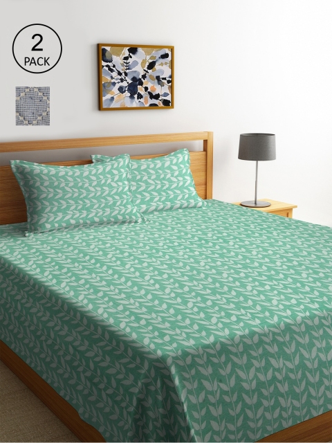 KLOTTHE Set of 2 Woven-Design Double Bed Covers With 4 Pillow Covers, Grey