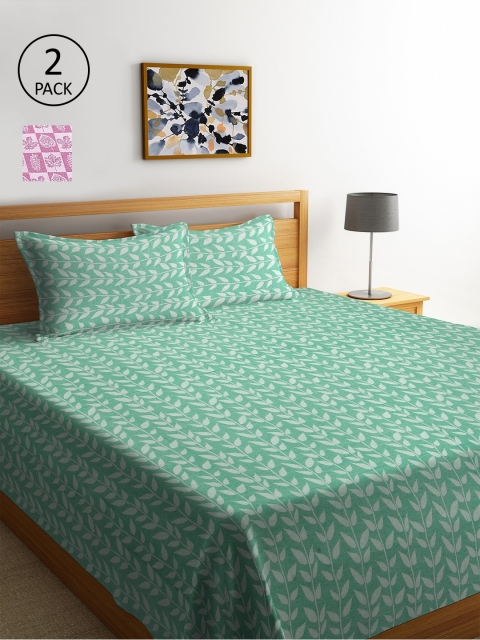 KLOTTHE Set of 2 Green & Pink Woven-Design Double King Bed Covers with 4 Pillow Covers
KLOTTHE Set of 2 Green & Pink Woven-Design Double King Bed Covers with 4 Pillow Covers
