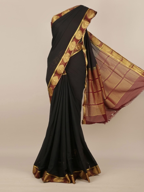 Pothys Black Solid Poly Georgette Saree