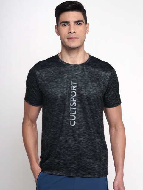 Cultsport Men Charcoal Printed FlashRun Reflective Round Neck Running T-shirt
