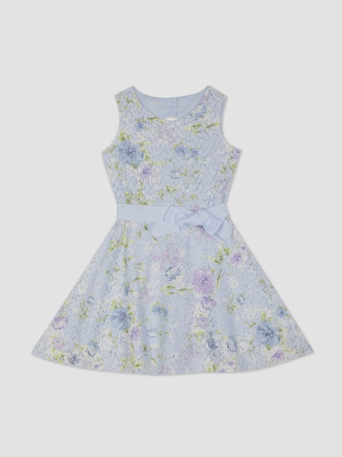 The Childrens Place Girls Blue Self Design Fit and Flare Dress