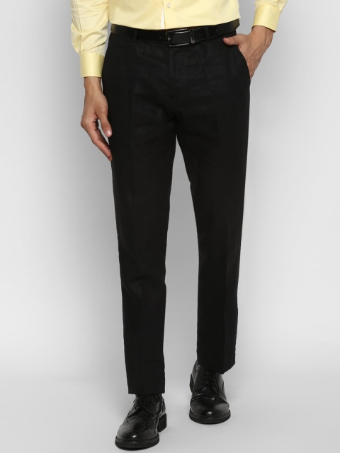 Cantabil Men Black Straight Fit Solid Regular Trousers